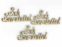 Natúr fa - "Sok szeretettel" felirat 3db/csomag - kosarbolt