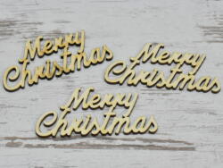  Natúr fa - "Merry Christmas" felirat 9, 5cm 3db/csomag