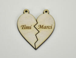  Natúr fa - Szív medál egyedi név gravírozással 5x5, 5cm