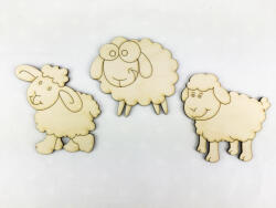  Natúr fa - Rajzos bárány szett 3db/csomag