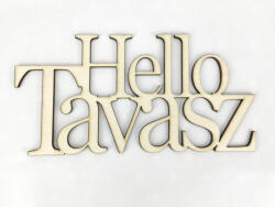  Natúr fa - "Hello Tavasz" felirat koszorúra 10x20cm