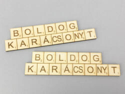 Natúr fa - "BOLDOG KARÁCSONYT" scrabble tábla 3x12cm 2db/csomag - kosarbolt