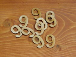  Natúr fa - Számok 9-es 3cm 10db/csomag