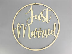  Natúr fa - "Just Married" felirat keretben 40cm