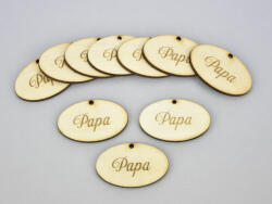  Natúr fa -"Papa" ovál tábla 2, 5x4cm 10db/csomag - kosarbolt
