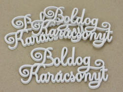  Boldog Karácsonyt felirat elegáns fehér 15cm 3db/csomag