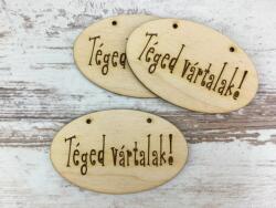 Natúr fa - "Téged vártalak! " ovál tábla 5, 5x9cm 3db/csomag - kosarbolt