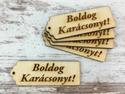 Natúr fa - "Boldog Karácsonyt" scrapbook táblák 3x8cm 5db/csomag - kosarbolt