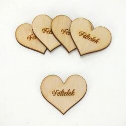  Natúr fa - " Féltelek" gravírozott szív 4x4, 5cm 5db/csomag