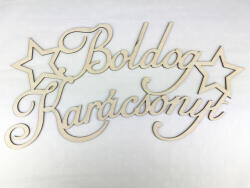 Natúr fa - "Boldog Karácsonyt" csillagos nagy 49x25cm - kosarbolt
