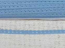  Világoskék Pamut csipke 20m