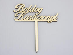  Natúr fa - Beszúrós "Boldog Karácsonyt" 14cm