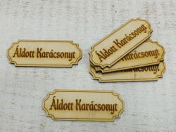  Natúr fa - "Áldott Karácsonyt" gravírozott tábla 5db/csomag - kosarbolt