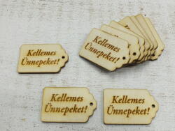 Natúr fa - "Kellemes Ünnepeket" scrapbook tábla 3x4, 5cm 10db/csomag - kosarbolt