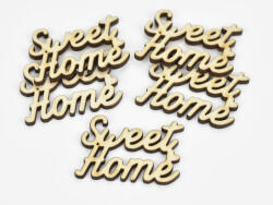 Natúr fa - "Sweet Home" irott felirat 3, 5x5cm 5db/csomag - kosarbolt