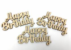  Natúr fa - " Happy Birthday " felirat 6x10cm 3db/csomag - kosarbolt