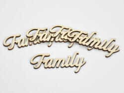 Natúr fa - "Family" felirat 4x8, 5cm 5db/csomag - kosarbolt