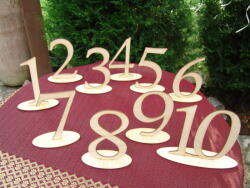  Natúr fa - Asztalszám 1-10-ig 15cm 10db/csomag