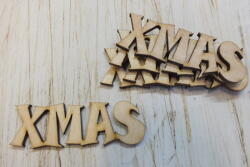 Natúr fa - "Xmas" felirat íves 7, 5cm 5db/csomag - kosarbolt