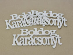 Fa - "Boldog Karácsonyt" felirat koszorúra fehér 14cm 3db/csomag - kosarbolt