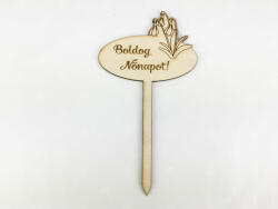  Natúr fa - Beszúrós "Boldog Nőnapot" tábla 7, 5cm - kosarbolt