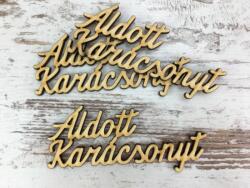  Natúr fa - "Áldott Karácsonyt" felirat 10cm 3db/csomag