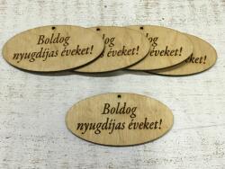 Natúr fa - "Boldog nyugdíjas éveket" ovál tábla 5db/csomag