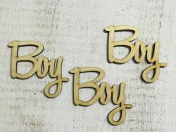 Natúr fa - "Boy" felirat 3db/csomag - kosarbolt