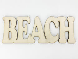  Natúr fa- "Beach" felirat 6x16cm