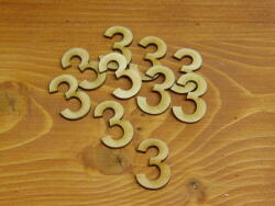  Natúr fa - Számok 3-as 3cm 10db/csomag