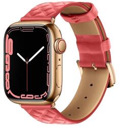 HOCO WA18 pótszíj (egyedi méret, szilikon, bőr hatású, állítható, 3D rombusz minta) RÓZSASZÍN Apple Watch Series 1 38mm, Apple Watch Series 6 40mm, Apple Watch Series 8 41mm, Apple Watch Se (WA18_P)
