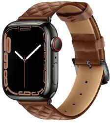 HOCO WA18 pótszíj (egyedi méret, szilikon, bőr hatású, állítható, 3D rombusz minta) BARNA Apple Watch Series 3 42mm, Apple Watch Series 4 44mm, Apple Watch Series 1 42mm, Apple Watch Series 2 (WA18_BR)