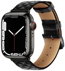 HOCO WA18 pótszíj (egyedi méret, szilikon, bőr hatású, állítható, 3D rombusz minta) FEKETE Apple Watch Series 6 44mm, Apple Watch Series 3 42mm, Apple Watch Series 4 44mm, Apple Watch Series (WA18_BLK)