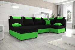 Veneti SANVI kinyitható U-alakú sarok ülőgarnitúra - zöld / fekete, jobbos
