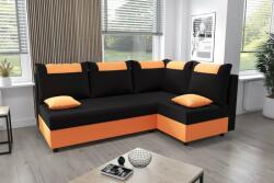 Veneti SANVI kinyitható sarok ülőgarnitúra - narancssárga / fekete, jobbos