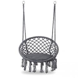 ModernHOME Leagan suspendat pentru interior/exterior, cu spatar si perna, cuib de barza, gri, GW-076G Leagan