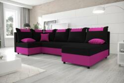  Veneti SANVI kinyitható U-alakú sarok ülőgarnitúra - rózsaszín / fekete