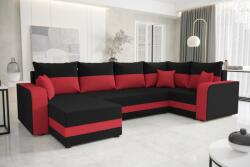 Veneti HORTENZIE U-alakú sarok ülőgarnitúra karfával - fekete / piros, jobbos