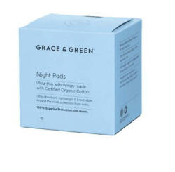  Absorbante de noapte din bumbac organic cu aripioare, 10 bucati, Grace and Green