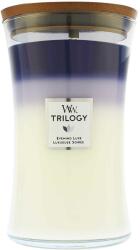 WoodWick Trilogy Evening Luxe lumânare parfumată cu fitil de lemn 609 g