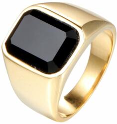 BeSpecial Inel inox auriu cu zirconiu negru (ILA013_214)