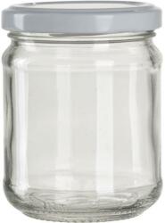 Gastro Lekváros befőttes üveg, 390 ml, 6 db, kerek, fehér fedő, Gastro