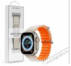DEVIA ST381676 Apple Watch 42/44/45/49mm fehér/narancs szilikon sport szíj - digitalko