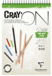  Művészeti rajztömb Clairefontaine CrayON A/3 30 lap 160g spirálos fehér