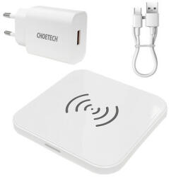 Choetech Set Choetech de incarcator wireless Qi 10W pentru casti T511-S cu incarcator de perete EU 18W Alb Q5003 (6932112100184)