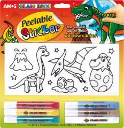 AMOS Üvegmatricafesték készlet AMOS 6x10, 5ml festék 28db kontúrozott matricával dínós (FDWD0015)