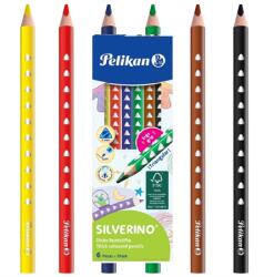 Pelikan Színes ceruza készlet 6db-os PELIKAN Silverino, vastag, háromszögű, lakkozott (00700610)