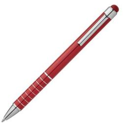  Golyóstoll touchpad érintővel, fém, piros test, 8 gyűrűvel