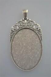  Gyöngy alkatrész- medál fém, ovális, tükörforma, cirádás, 30x40mm, 1db (380680)