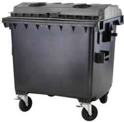 1100 L-es nagyméretű hulladékgyűjtő lapos tetejű műanyag konténer (zár nélkül) (07_0026-3_-_8-B_szemetes)